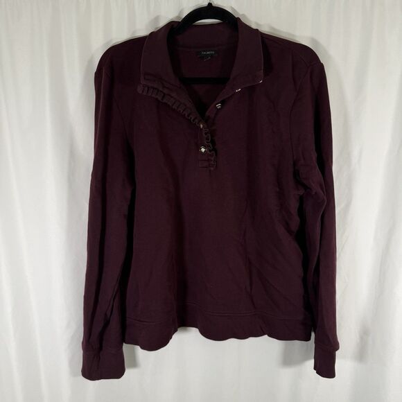 Talbots Sweater Women's Large Burgundy Long Sleeve Pullover 100% Cotton - Picture 1 of 9